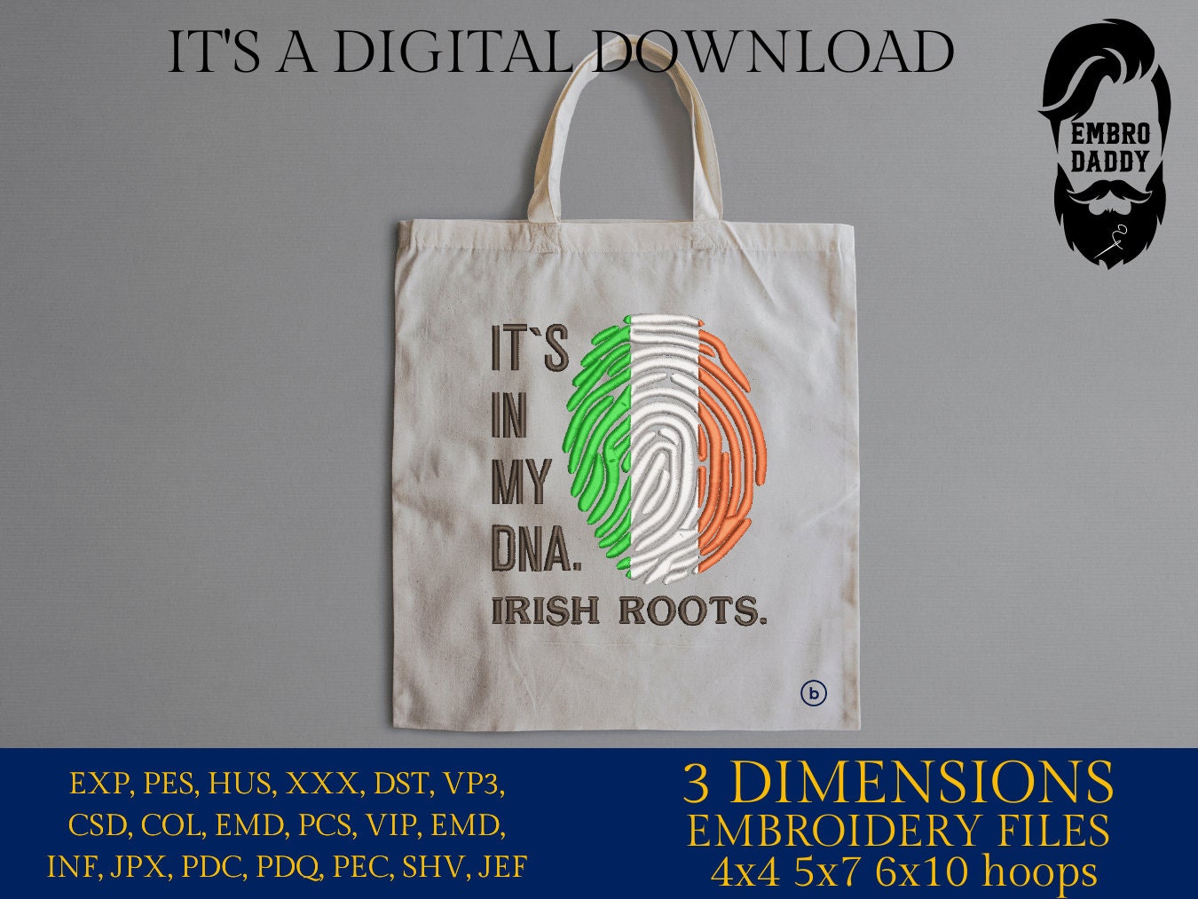 Machine Embroidery files, It's in my DNA Irish Roots, PES, DST, xxx, hus & more, Family reunion