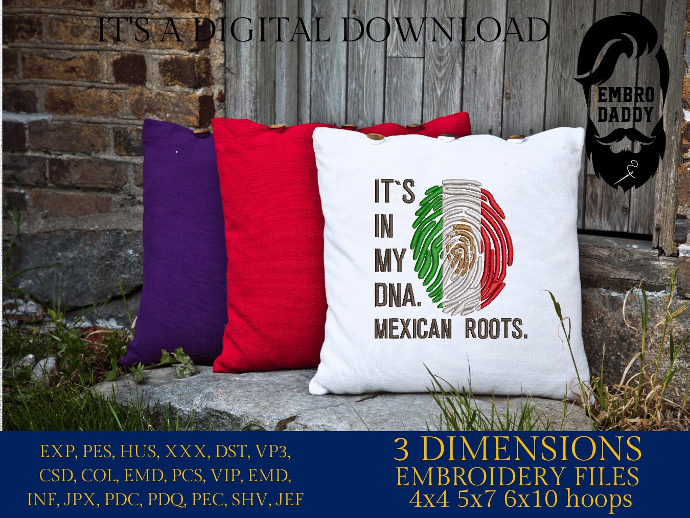 Machine Embroidery files, It's in my DNA Mexican Roots, PES, DST, xxx, hus & more, Family reunion