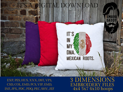 Machine Embroidery files, It's in my DNA Mexican Roots, PES, DST, xxx, hus & more, Family reunion