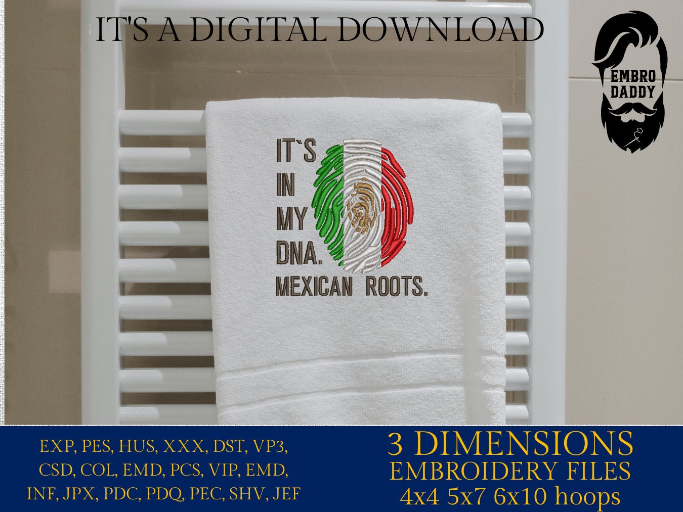 Machine Embroidery files, It's in my DNA Mexican Roots, PES, DST, xxx, hus & more, Family reunion