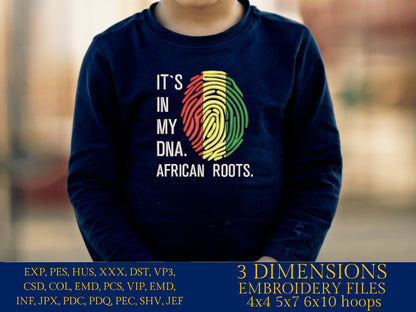 Machine Embroidery files, It's in my DNA African Roots, PES, DST, xxx, hus & more, Family reunion