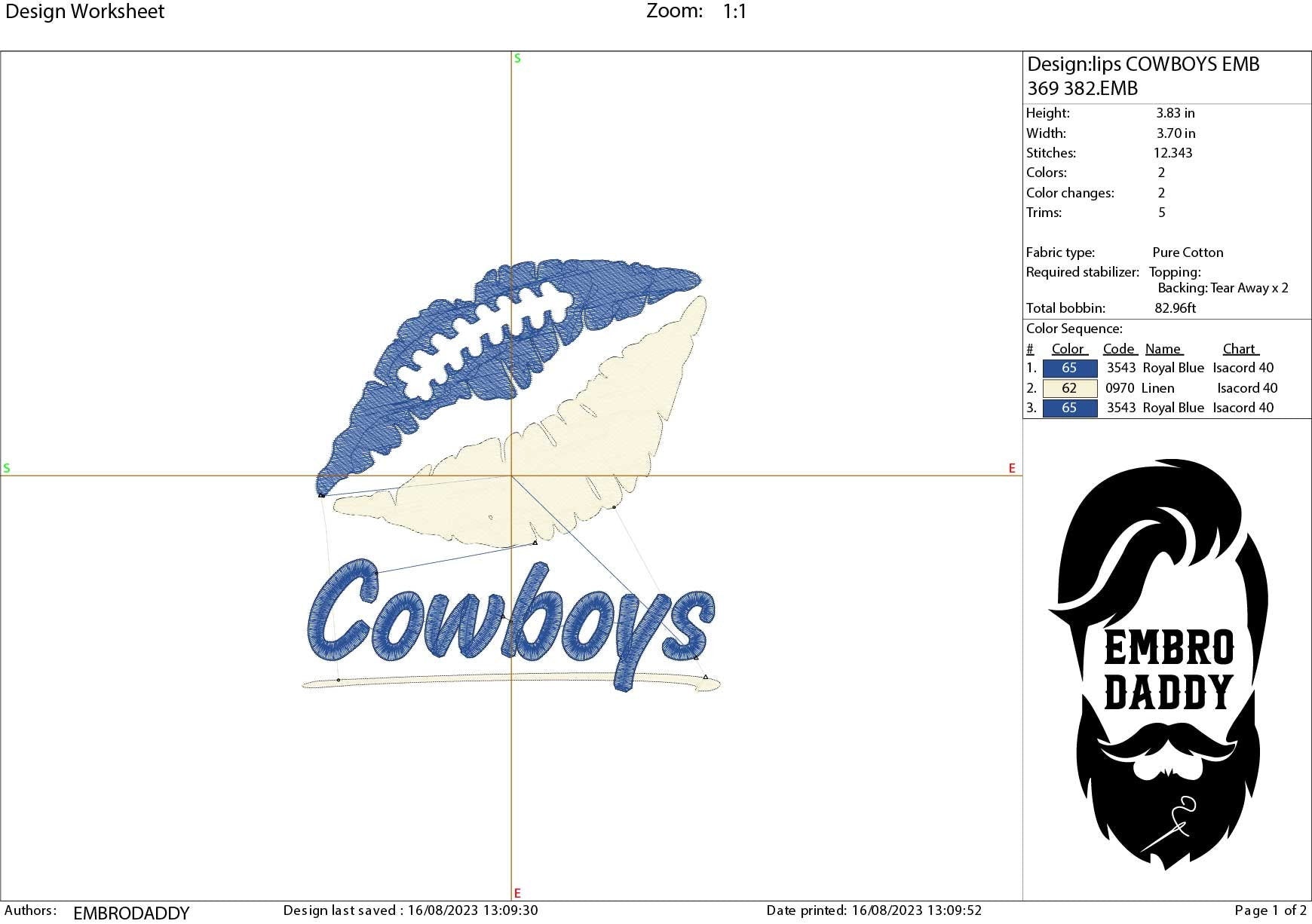 Machine Embroidery, lips Cowboys embroidery design, football gift idea PES, xxx, hus & more, fan embroidery files