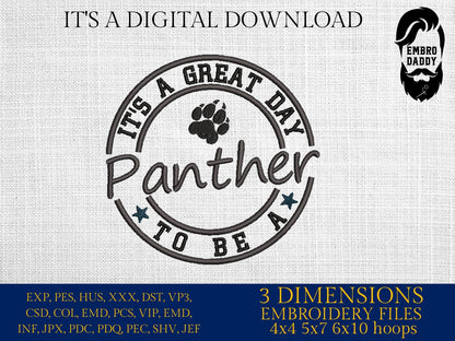 Machine Embroidery files, It's a Great Day To Be A Tiger, PES, xxx, hus & more, fan embroidery files