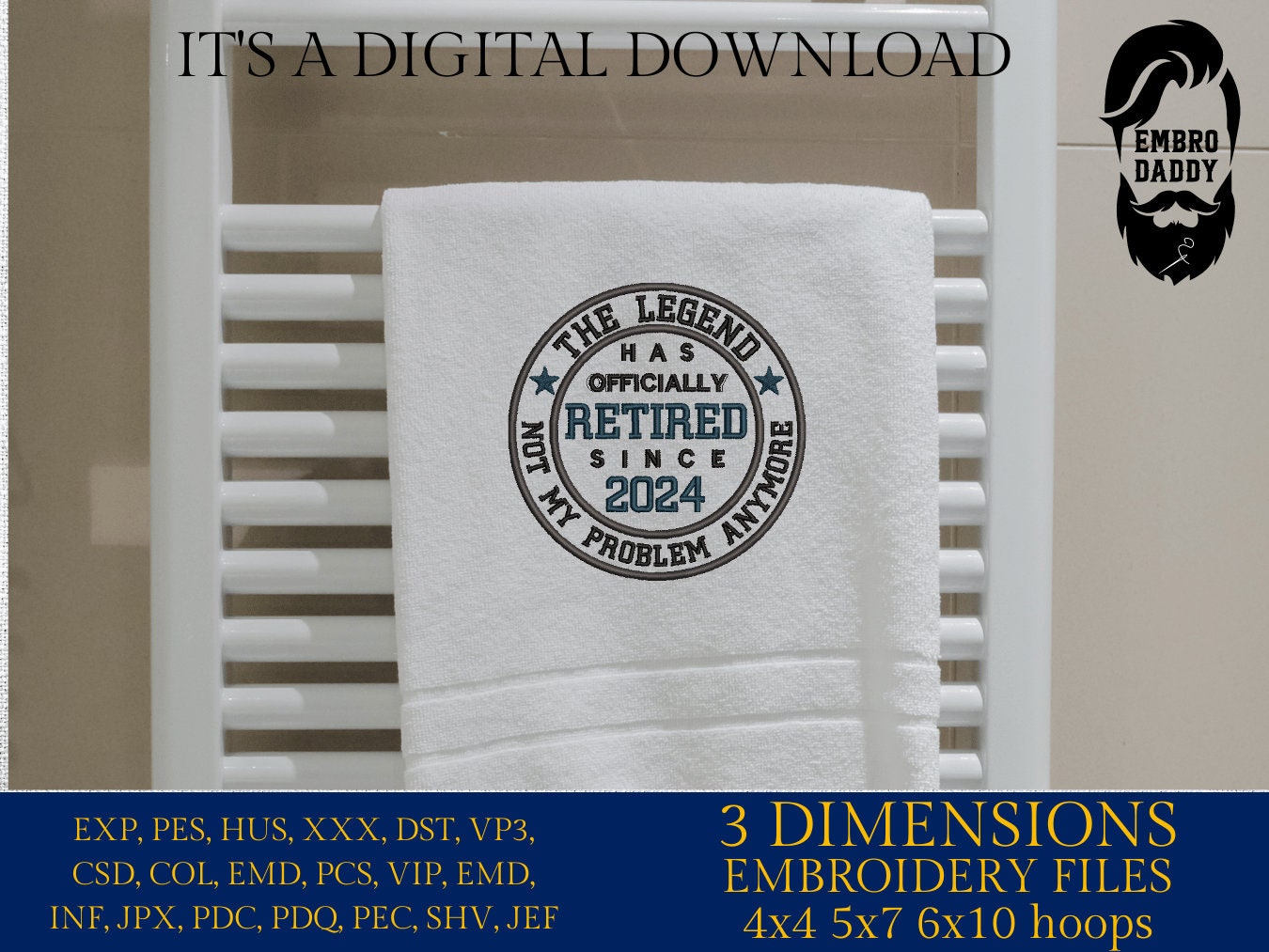 Retired 2024 Embroidery Pattern File in PES, DST, hus & more