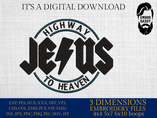 Machine Embroidery files, Jesus highway to heaven, PES, DST, xxx, hus & more