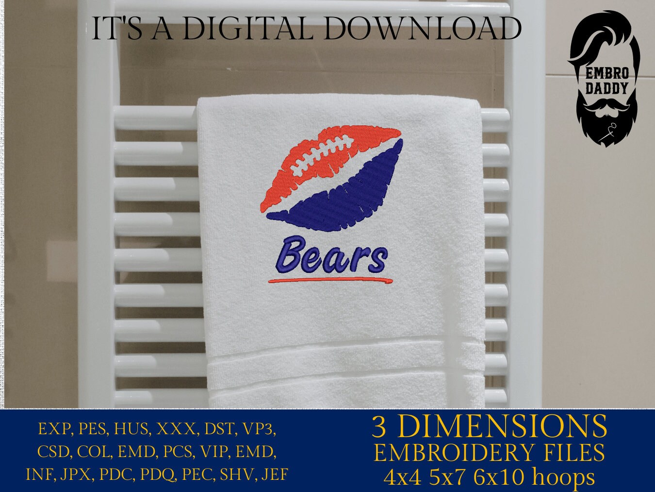 Machine Embroidery, lips Bears embroidery design, football gift idea PES, xxx, hus & more, fan embroidery files