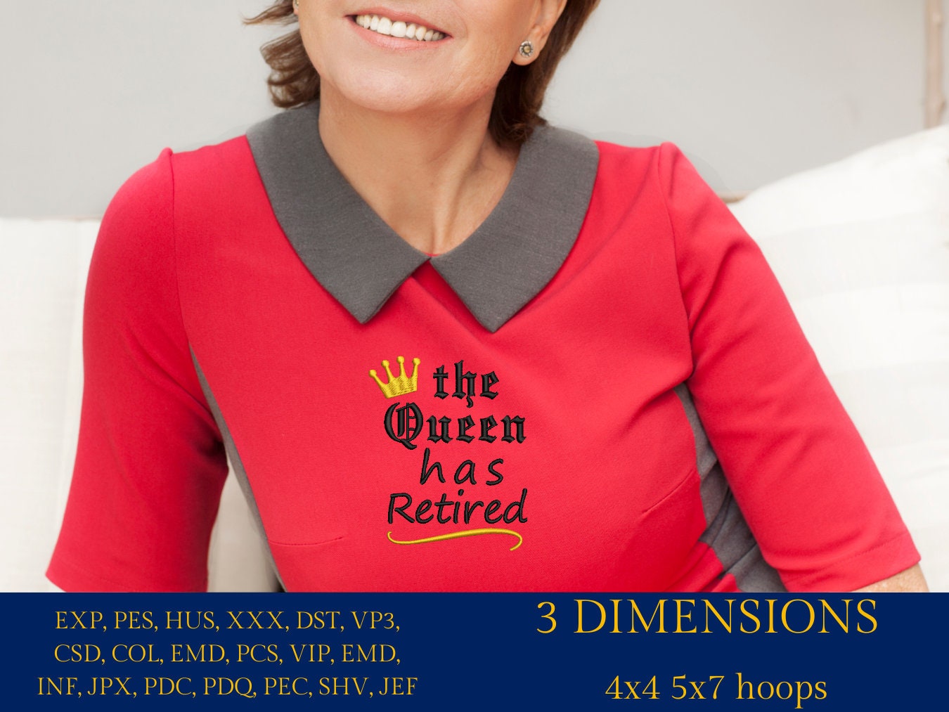 Machine Embroidery files, The Queen has retired, PES, DST, hus & more