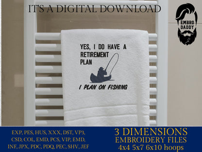 Machine Embroidery files, I plan on fishing, PES, DST, hus & more