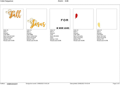 Machine Embroidery files, Fall for Jesus, PES, DST, xxx, hus & more