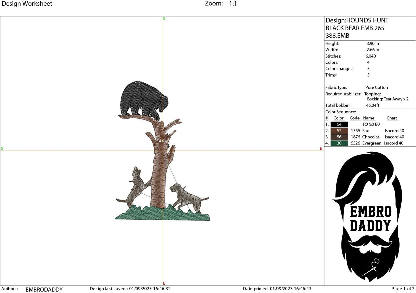 Machine Embroidery files, Hounds hunt a black bear, PES, xxx, dst, hus & more