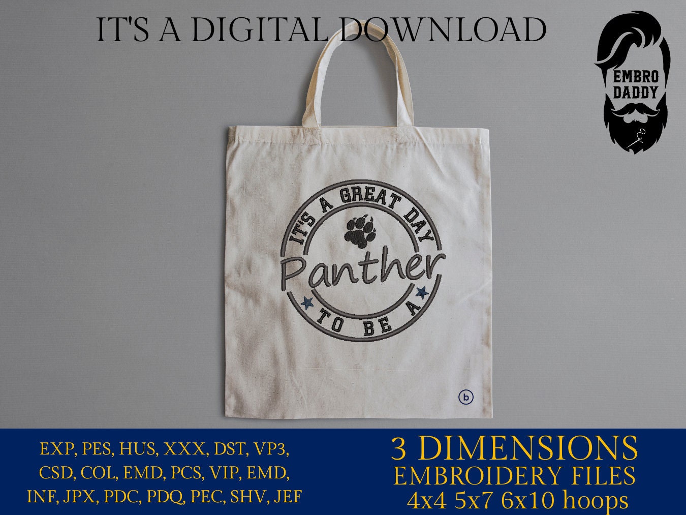 Machine Embroidery files, It's a Great Day To Be A Tiger, PES, xxx, hus & more, fan embroidery files