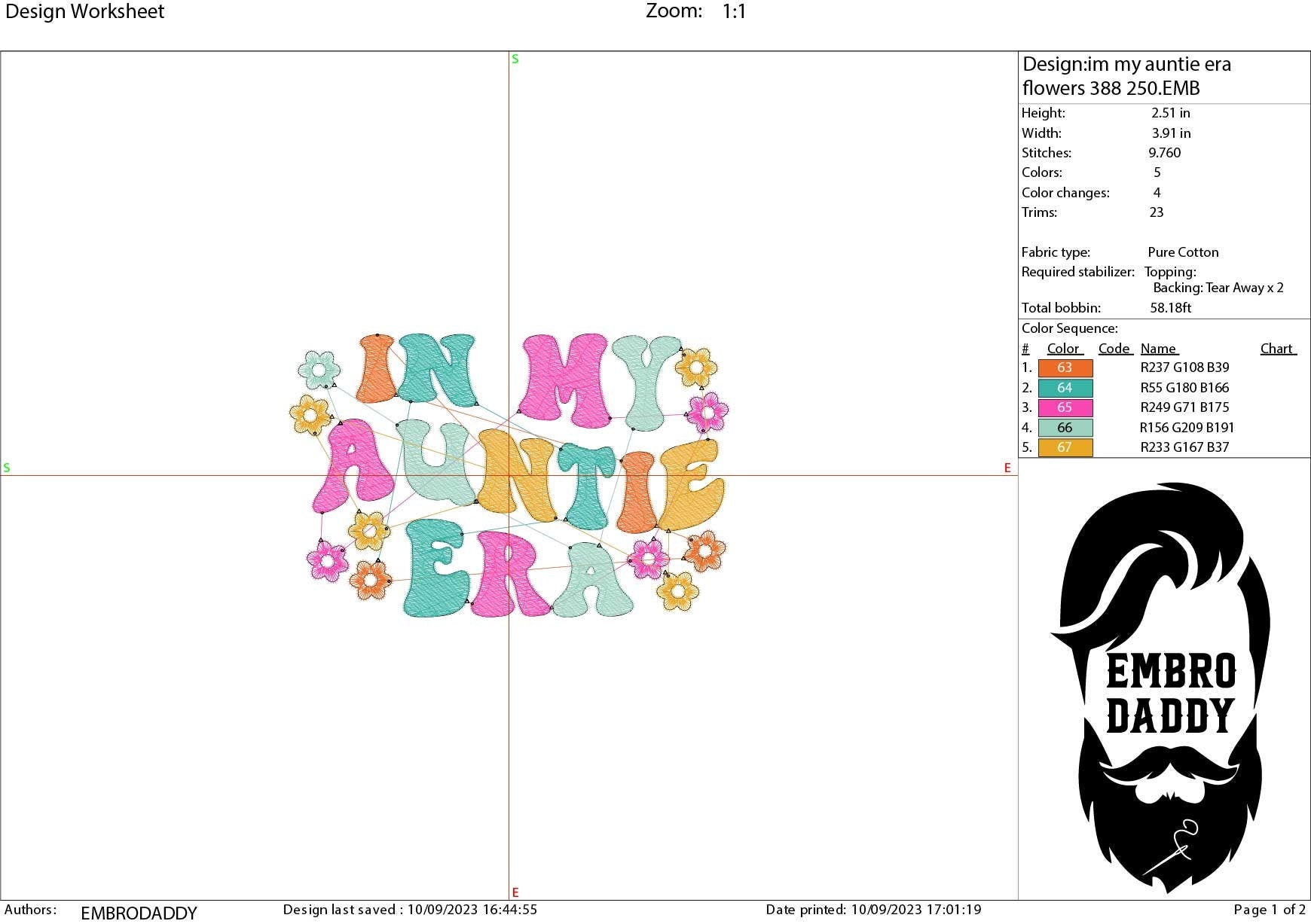 Machine Embroidery files, I'm in my auntie era, embroidery files, PES, xxx, hus & more, embroidery files