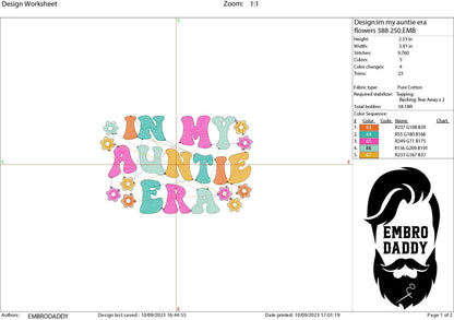 Machine Embroidery files, I'm in my auntie era, embroidery files, PES, xxx, hus & more, embroidery files