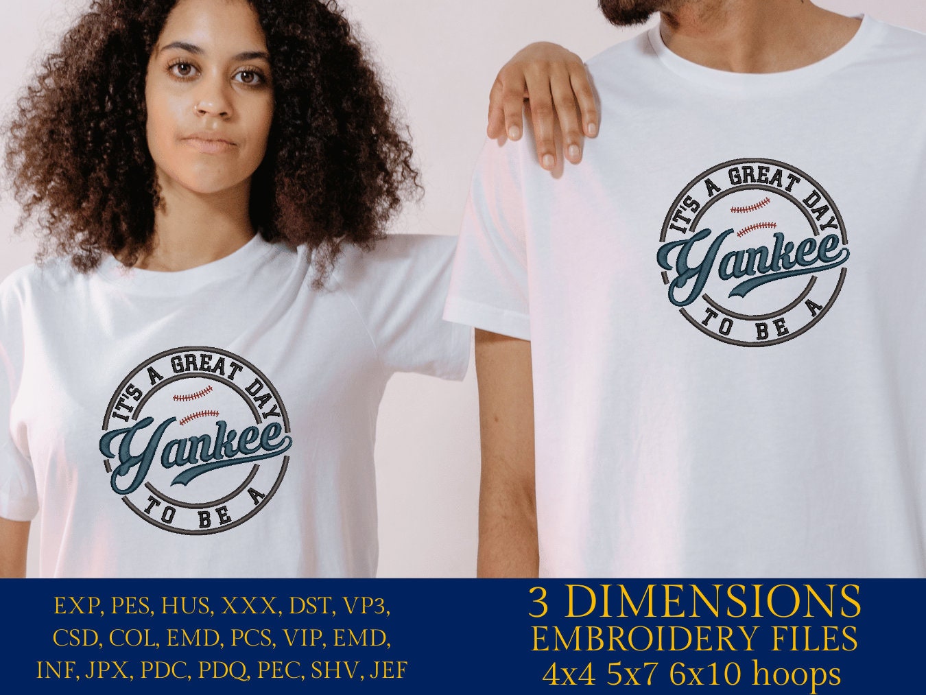 Machine Embroidery files, It's a Great Day To Be A Yankee, PES, xxx, hus & more, embroidery files