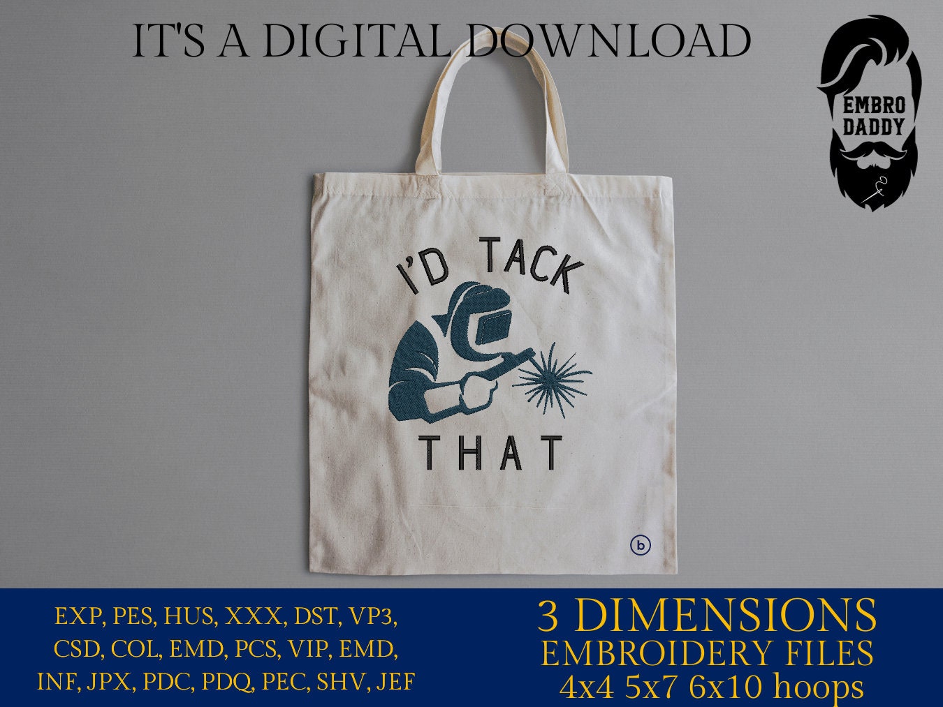Machine Embroidery files, I'd tack that, PES, DST, xxx, hus & more