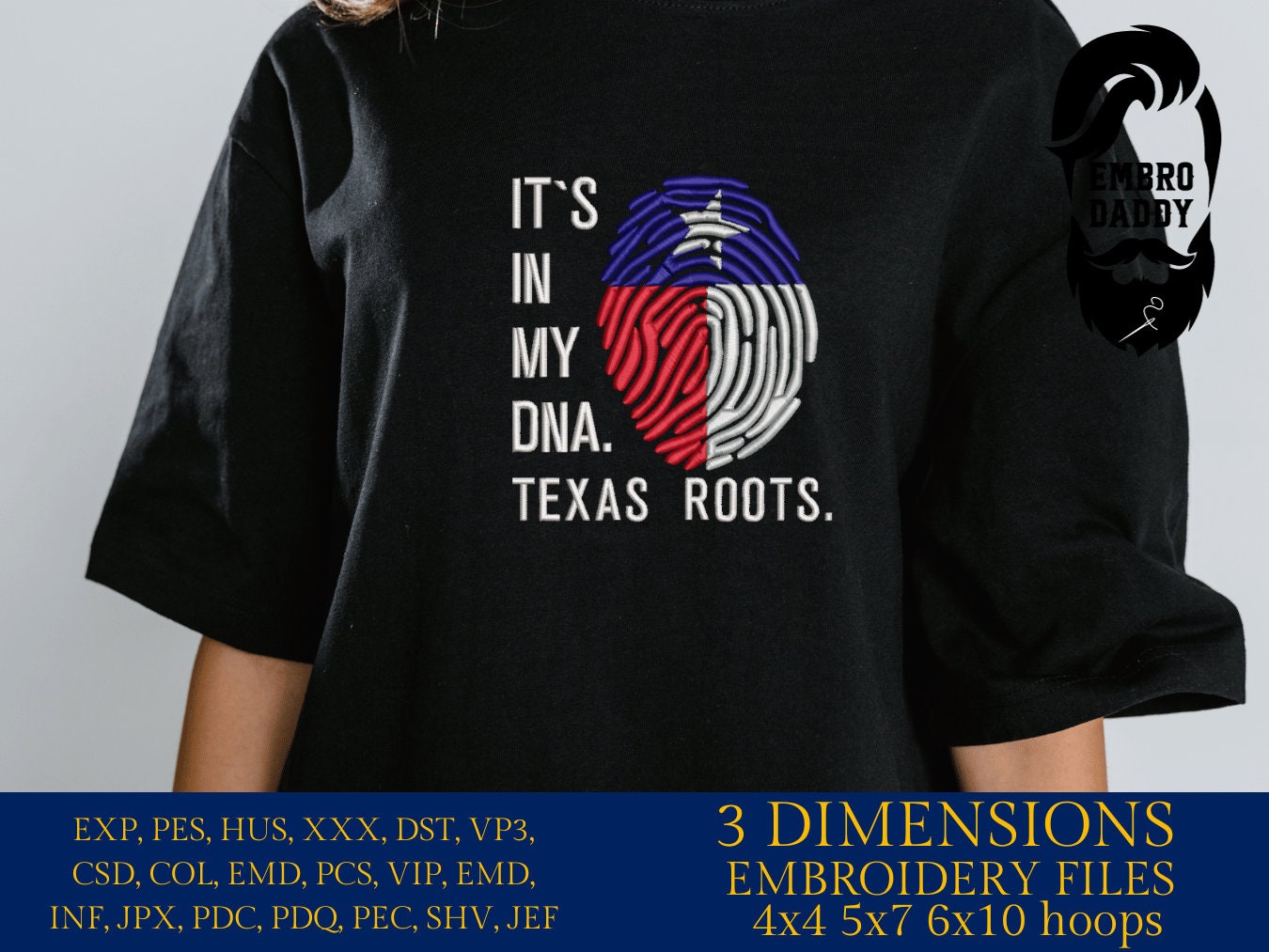 Machine Embroidery files, It's in my DNA Texas Roots, PES, DST, xxx, hus & more, Family reunion