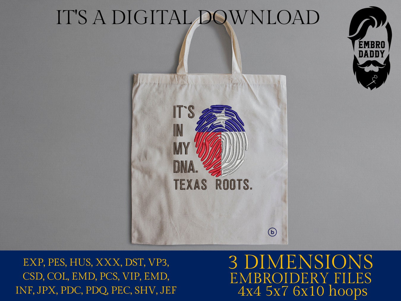 Machine Embroidery files, It's in my DNA Texas Roots, PES, DST, xxx, hus & more, Family reunion