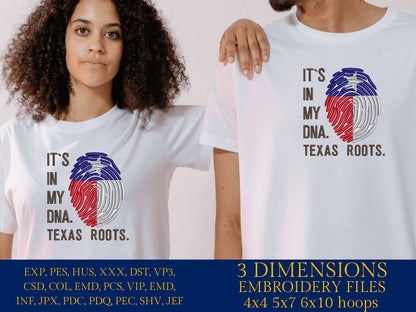 Machine Embroidery files, It's in my DNA Texas Roots, PES, DST, xxx, hus & more, Family reunion