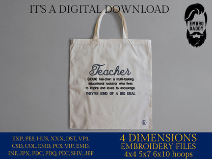 Machine Embroidery files, Teacher definition , PES, xxx, hus & more