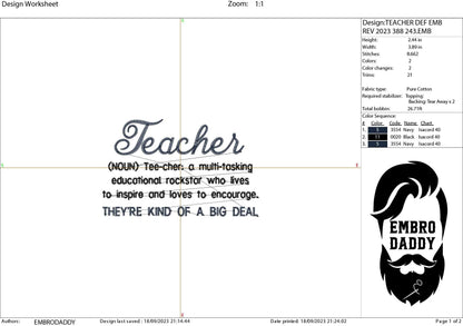 Machine Embroidery files, Teacher definition , PES, xxx, hus & more