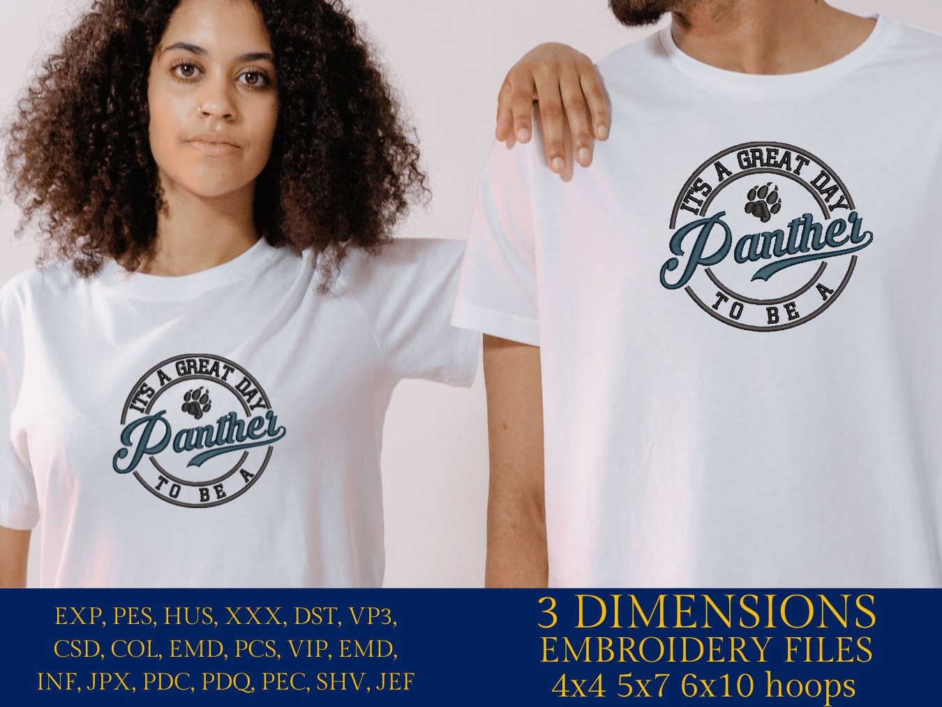 Machine Embroidery files, It's a Great Day To Be a Panther, PES, xxx, hus & more, fan embroidery files