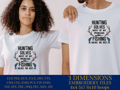 Machine Embroidery files, Hunting solves most of my problems, fishing, PES, DST, xxx, hus and more