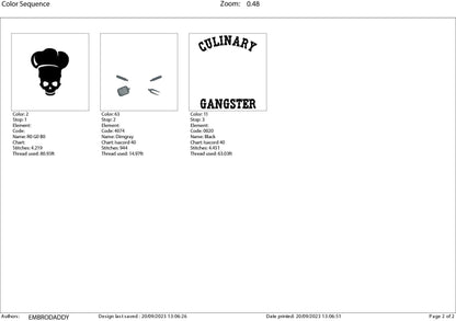 Machine Embroidery files, culinary skull chef, PES, xxx, hus & more