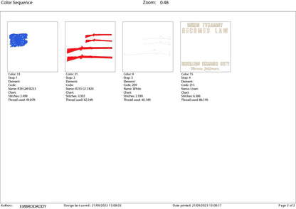 Machine Embroidery files, when tyranny becomes law, dst, PES, xxx, hus & more