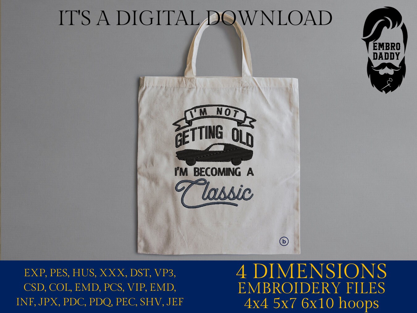 Machine Embroidery, I'm not getting old, birthday funny embroidery files, PES, DST, xxx, hus & more