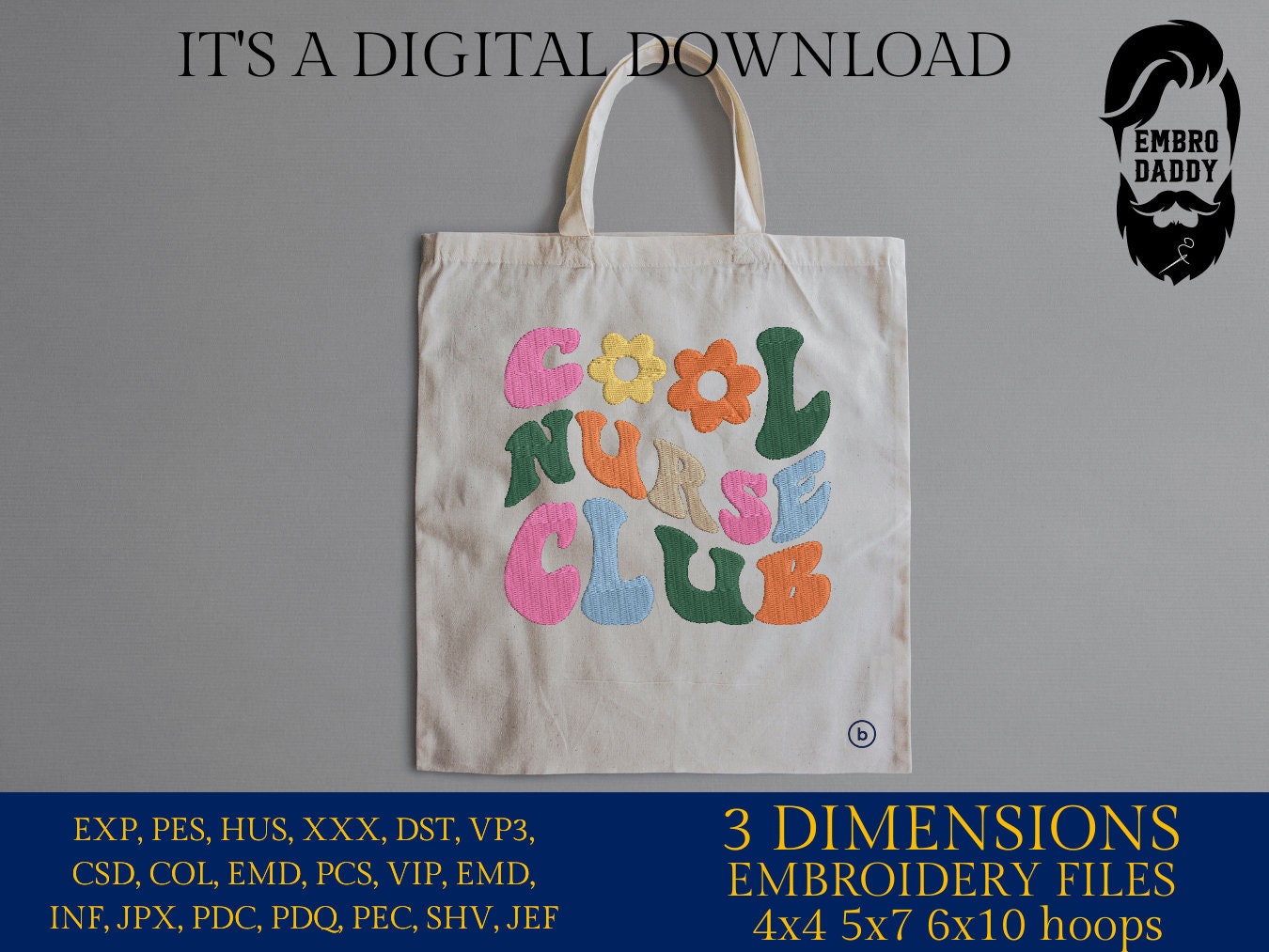 Machine Embroidery files, cool nurse club , dst PES, xxx, hus & more