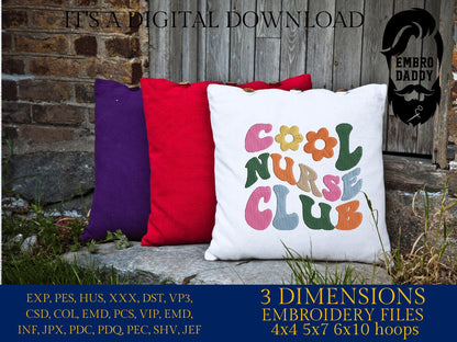 Machine Embroidery files, cool nurse club , dst PES, xxx, hus & more
