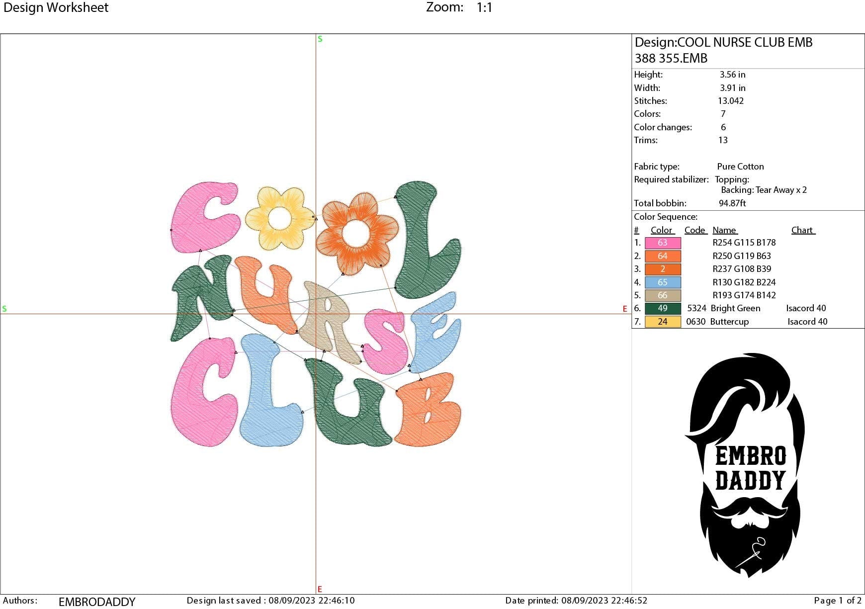 Machine Embroidery files, cool nurse club , dst PES, xxx, hus & more