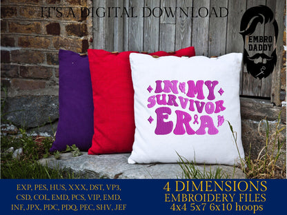 Machine Embroidery files, In my survivor era, PES, xxx, dst, hus & more