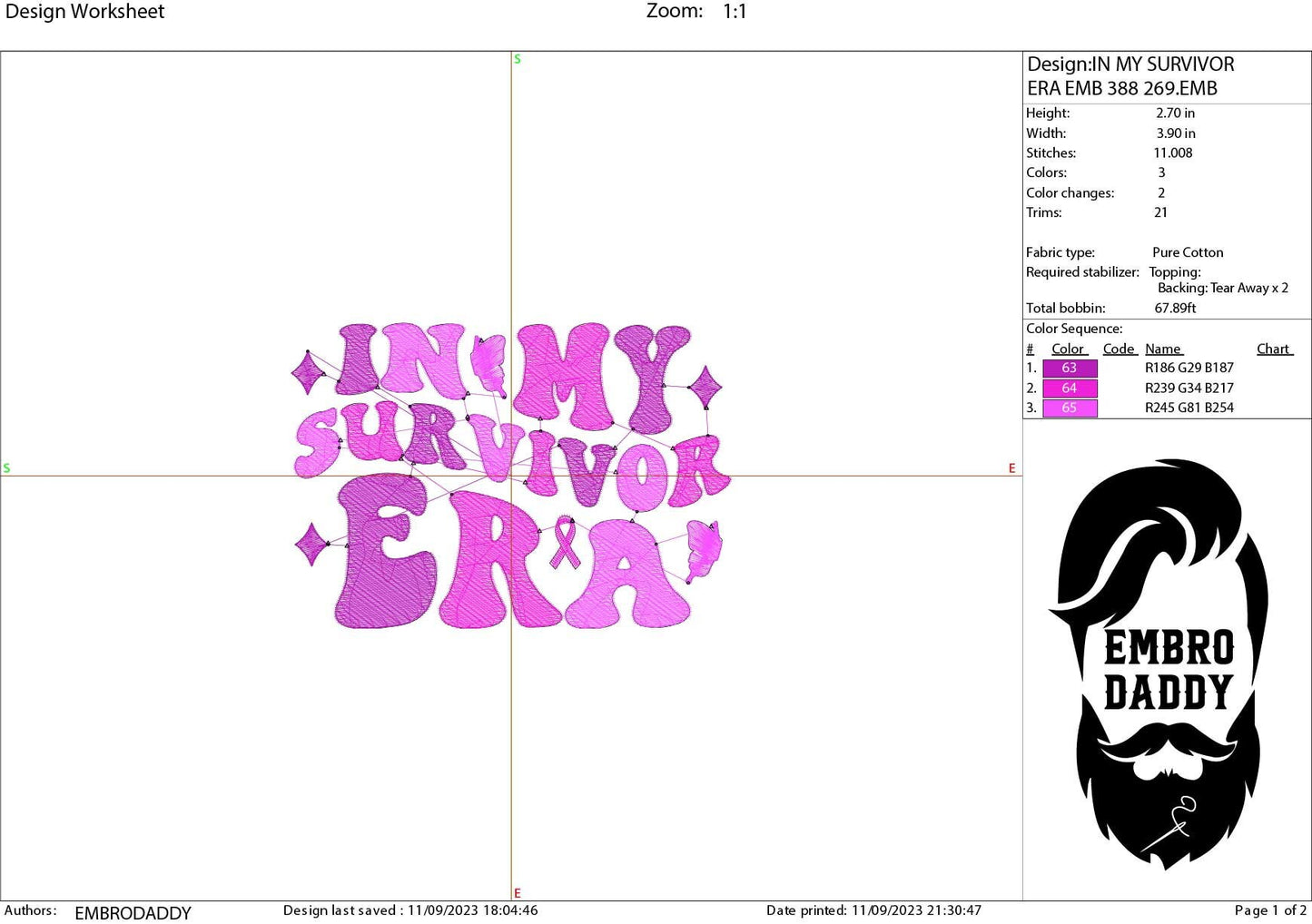 Machine Embroidery files, In my survivor era, PES, xxx, dst, hus & more