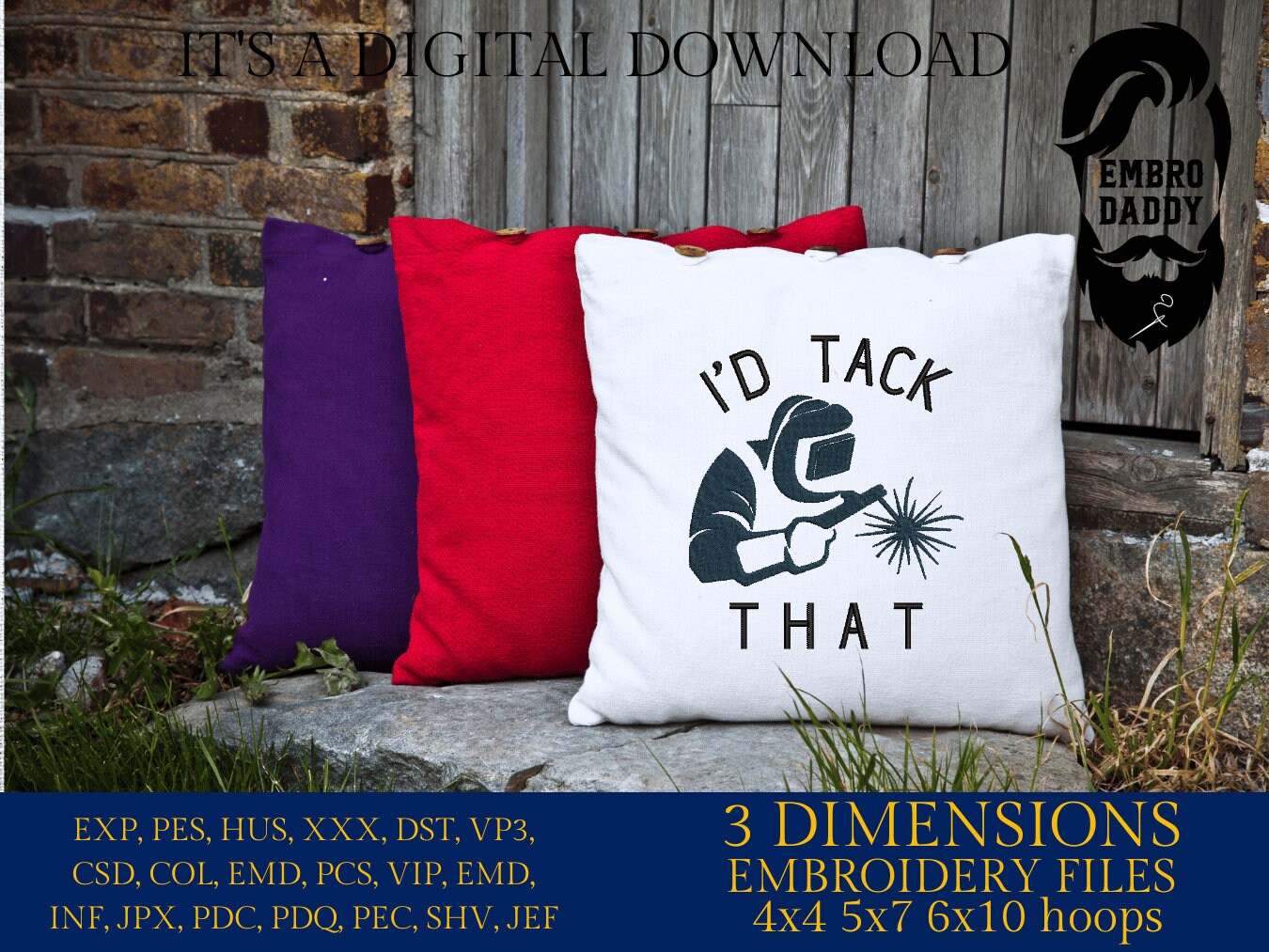 Machine Embroidery files, I'd tack that, PES, DST, xxx, hus & more