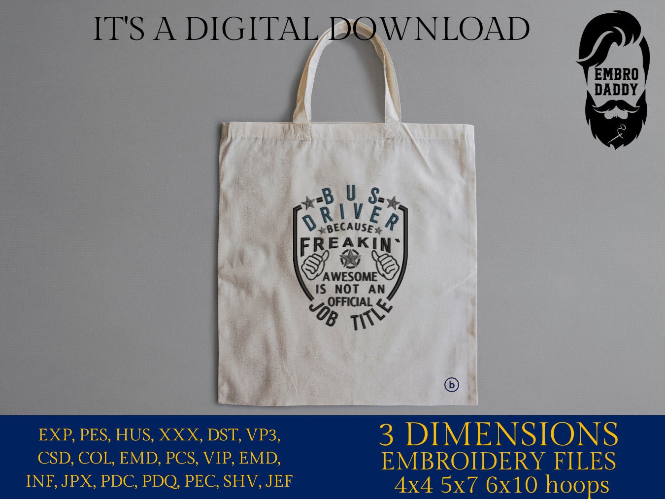 Machine Embroidery files, Bus Driver, PES, DST, xxx, hus & more
