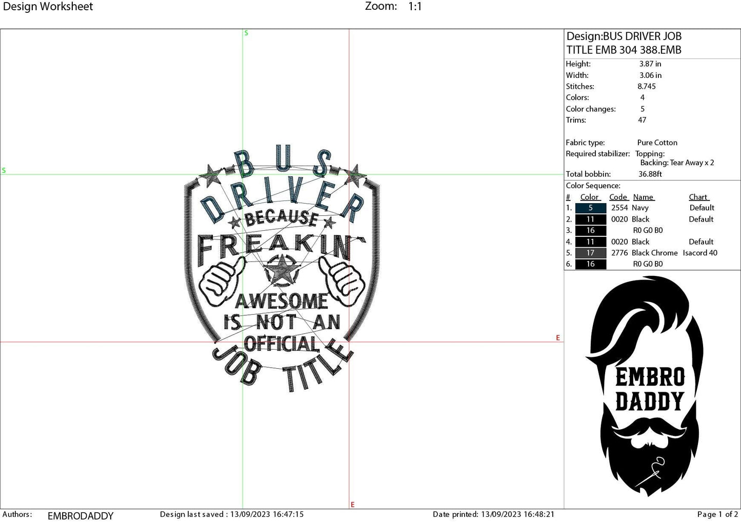 Machine Embroidery files, Bus Driver, PES, DST, xxx, hus & more