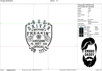 Machine Embroidery files, Bus Driver, PES, DST, xxx, hus & more