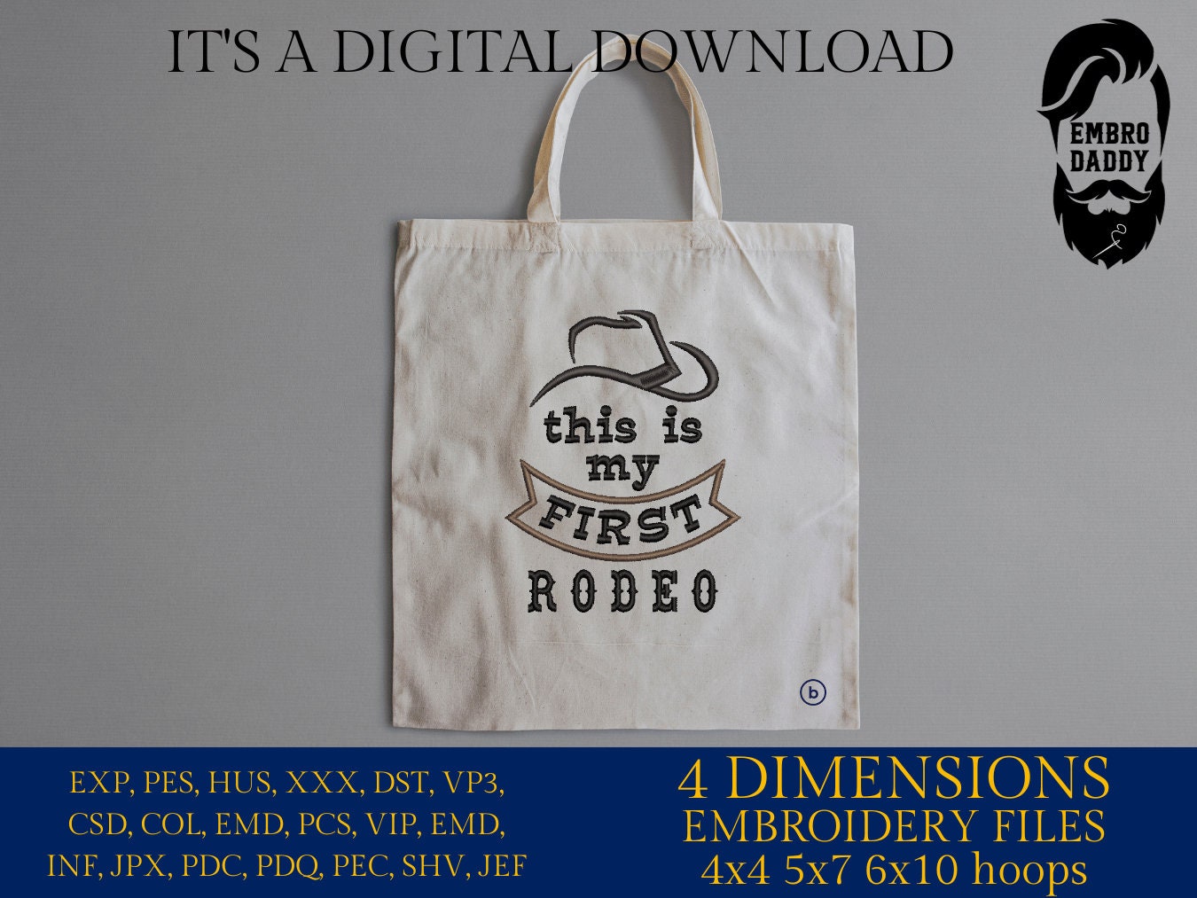 Machine Embroidery files, this is my first rodeo , PES, DST, xxx, hus & more