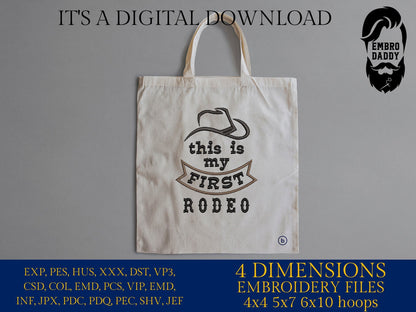 Machine Embroidery files, this is my first rodeo , PES, DST, xxx, hus & more