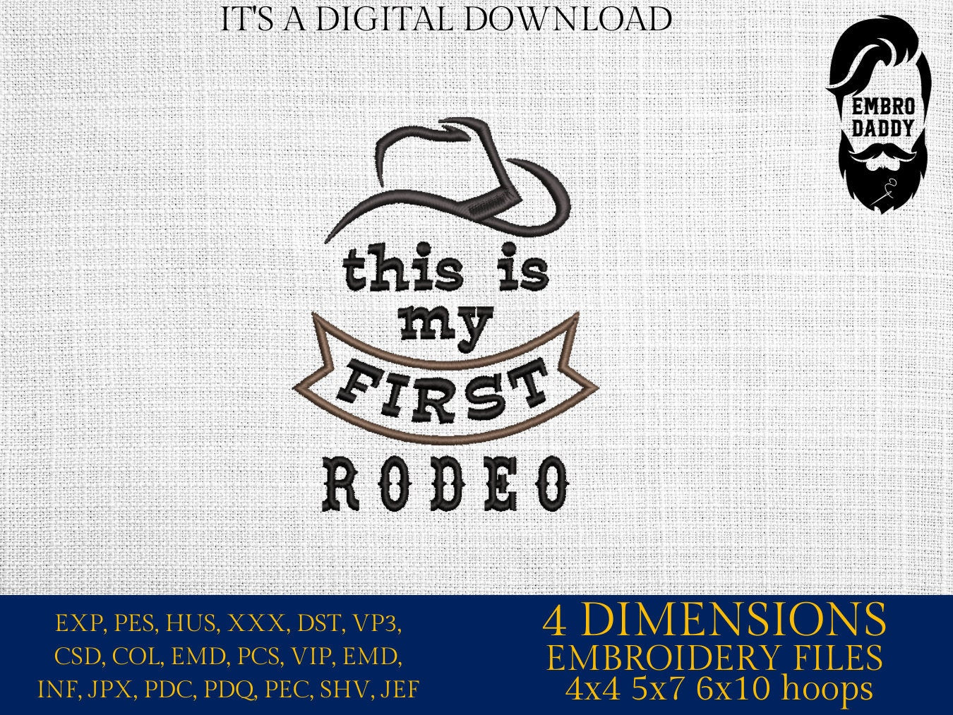 Machine Embroidery files, this is my first rodeo , PES, DST, xxx, hus & more