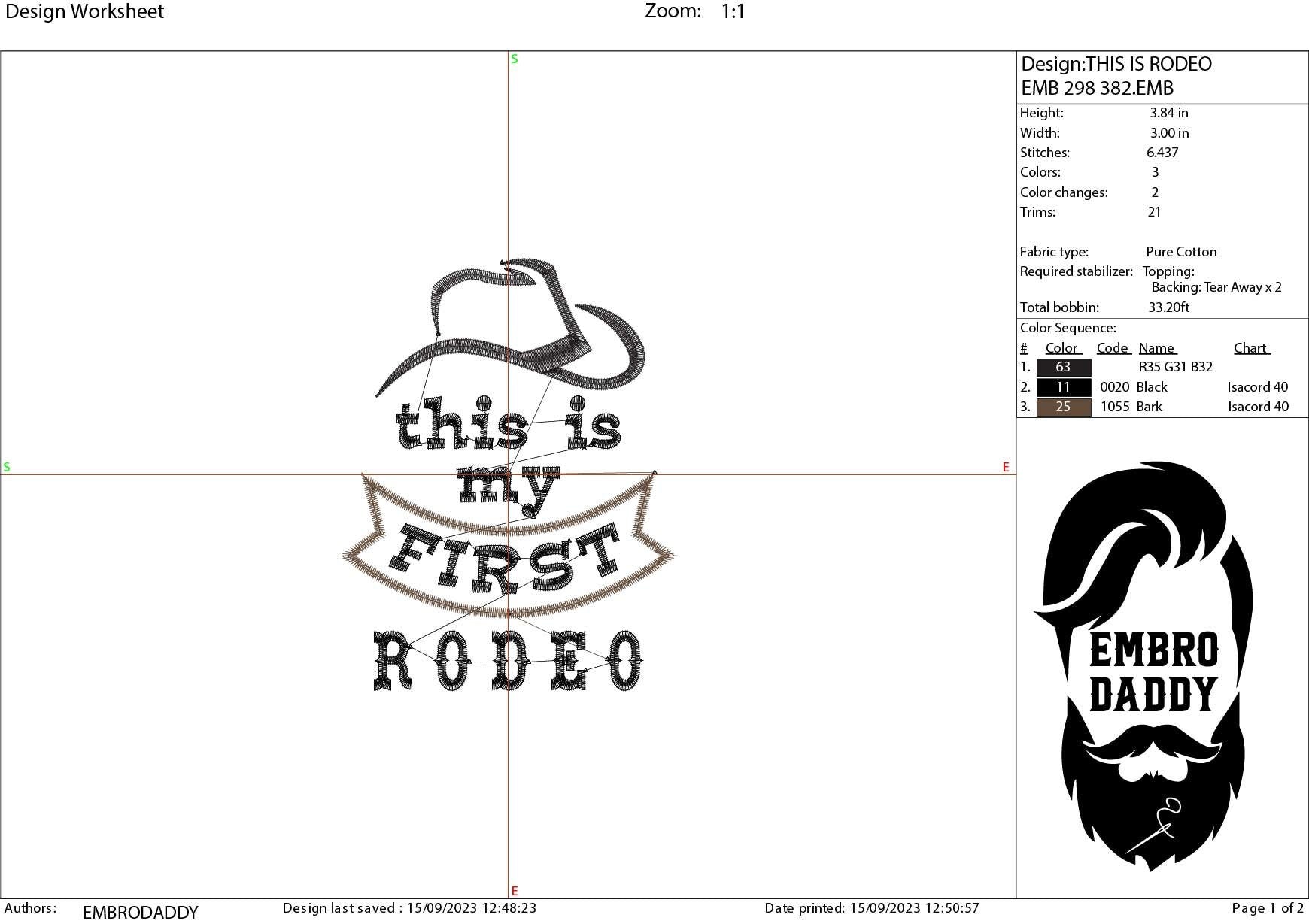 Machine Embroidery files, this is my first rodeo , PES, DST, xxx, hus & more