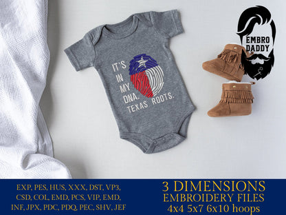 Machine Embroidery files, It's in my DNA Texas Roots, PES, DST, xxx, hus & more, Family reunion