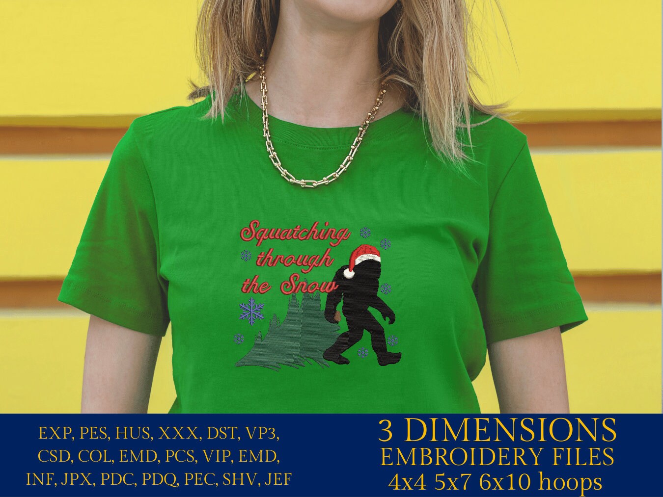 Machine Embroidery files, Squatching trough the snow, Big Foot, Yeti, Sasquatch PES, xxx, hus & more