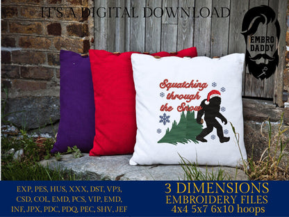 Machine Embroidery files, Squatching trough the snow, Big Foot, Yeti, Sasquatch PES, xxx, hus & more