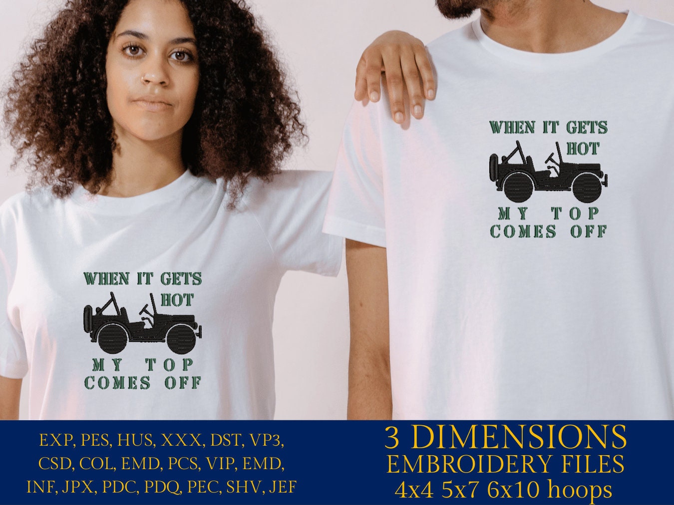 Machine Embroidery files, gets hot, top comes off, Off road car, PES, xxx, dst, hus & more
