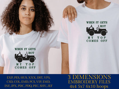 Machine Embroidery files, gets hot, top comes off, Off road car, PES, xxx, dst, hus & more