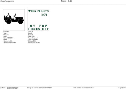 Machine Embroidery files, gets hot, top comes off, Off road car, PES, xxx, dst, hus & more