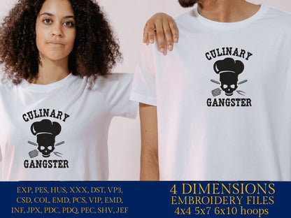 Machine Embroidery files, culinary skull chef, PES, xxx, hus & more