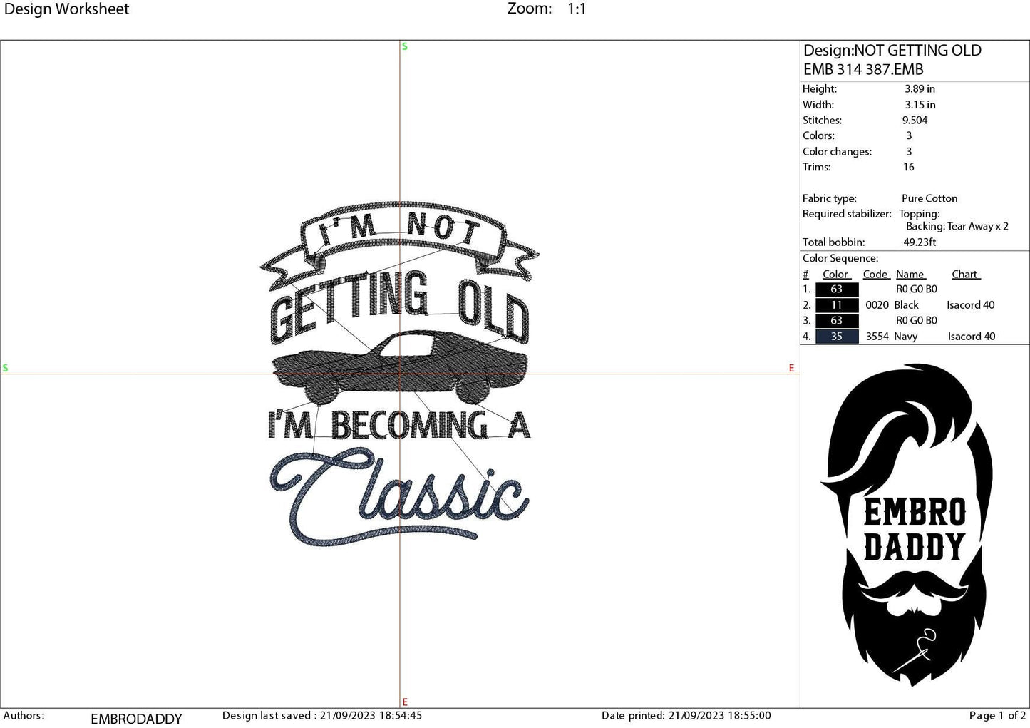Machine Embroidery, I'm not getting old, birthday funny embroidery files, PES, DST, xxx, hus & more